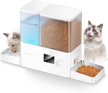 Stainless Steel Bowl 2 in 1 Set Large Capacity 5L Food Feeder and 3.5L Fountain for Cats, Pets, Small Dogs, Puppies, ittens Toys