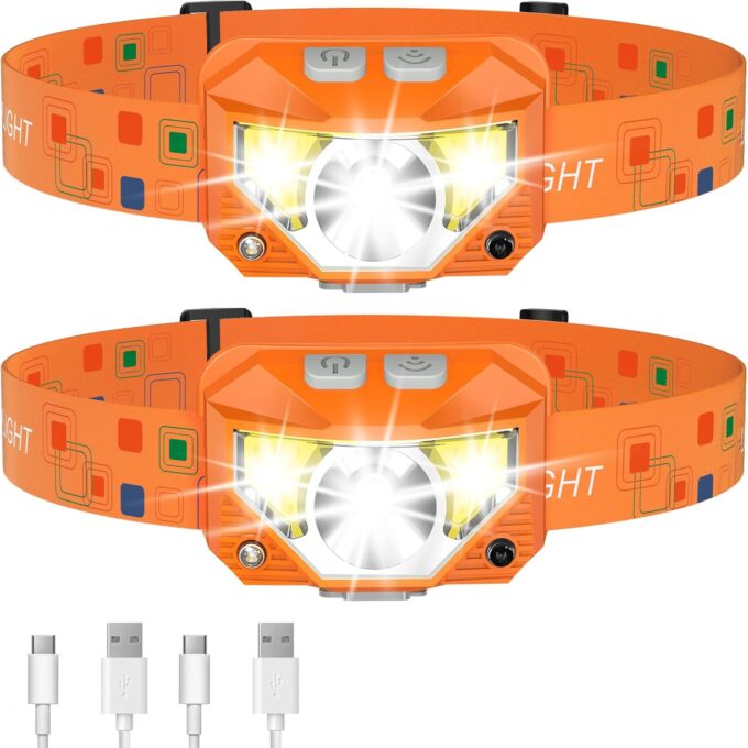 Headlamp Flashlight, LED Rechargeable Headlight with White Red Light,Waterproof Motion Sensor Head Lamp forOutdoor Camping Running Fishing