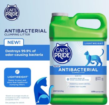 New Antimicrobial Cat Litter: Destroys 99.9% of Odor Causing Bacteria – Powerful Odor Control – Premium Lightweight Clumping Cat Litter