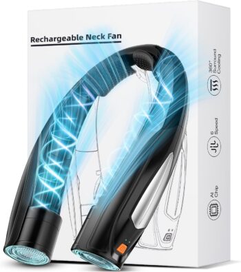 Neck Fan, 6 Speeds Adjustable Portable Personal Fan Rechargeable,  Ultra Quiet for Home, Office, Travel, Outdoor