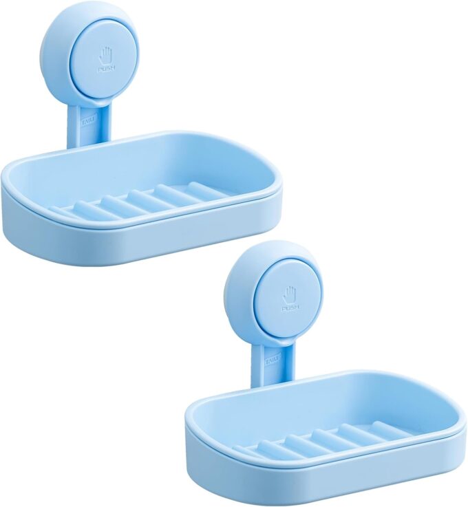 SoapSaver with Powerful Vacuum Suction,Sponge Holder for Shower,Bathroom,Universal Shower Accessories,Drill-Free,Removable,2 Pack