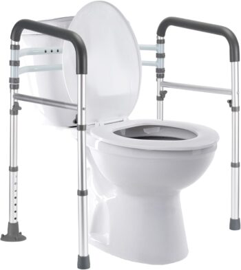 FSA/HSA Eligible Toilet Safety Rails, Adjustable Toilet Frame for Elderly, Seniors, Handicap & Disabled, Foldable Handicap Toilet Handles Fit Any Toilets (300 LB)