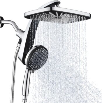High Pressure Rain Shower Head: Upgrade Shower Heads with Handheld Spray Combo with Fixed Showerhead and 10 Sprays Handheld Shower Head